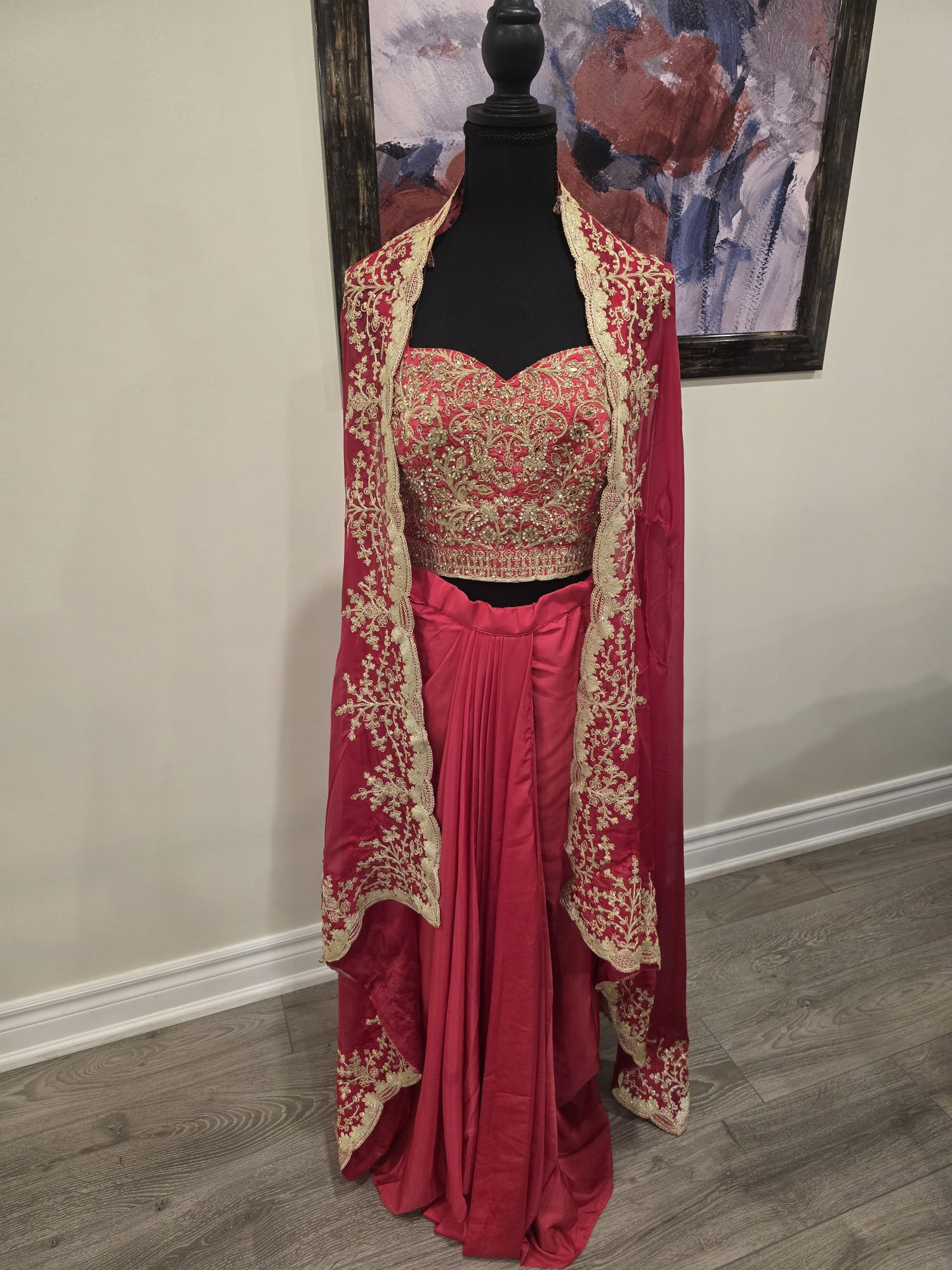 Red cape suit with statement silhouette – Aarya Collection, Ajax